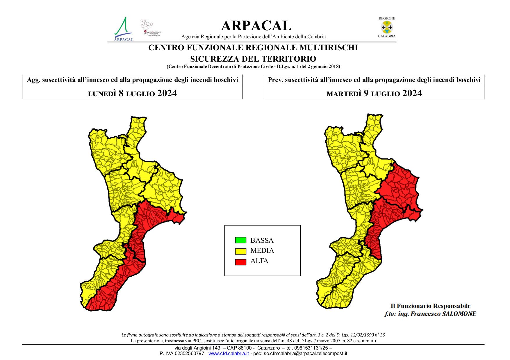 allerta incendi calabria 9 luglio