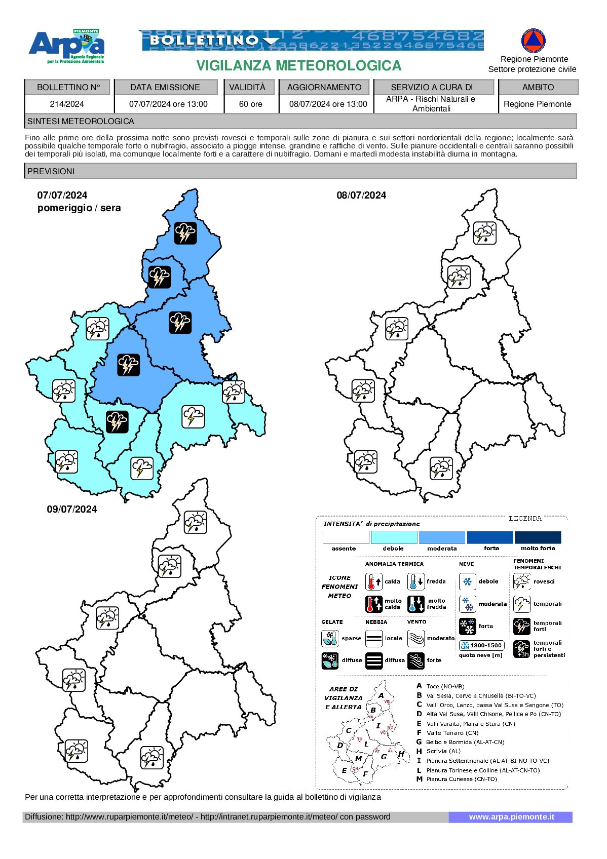 allerta meteo piemonte 7 luglio