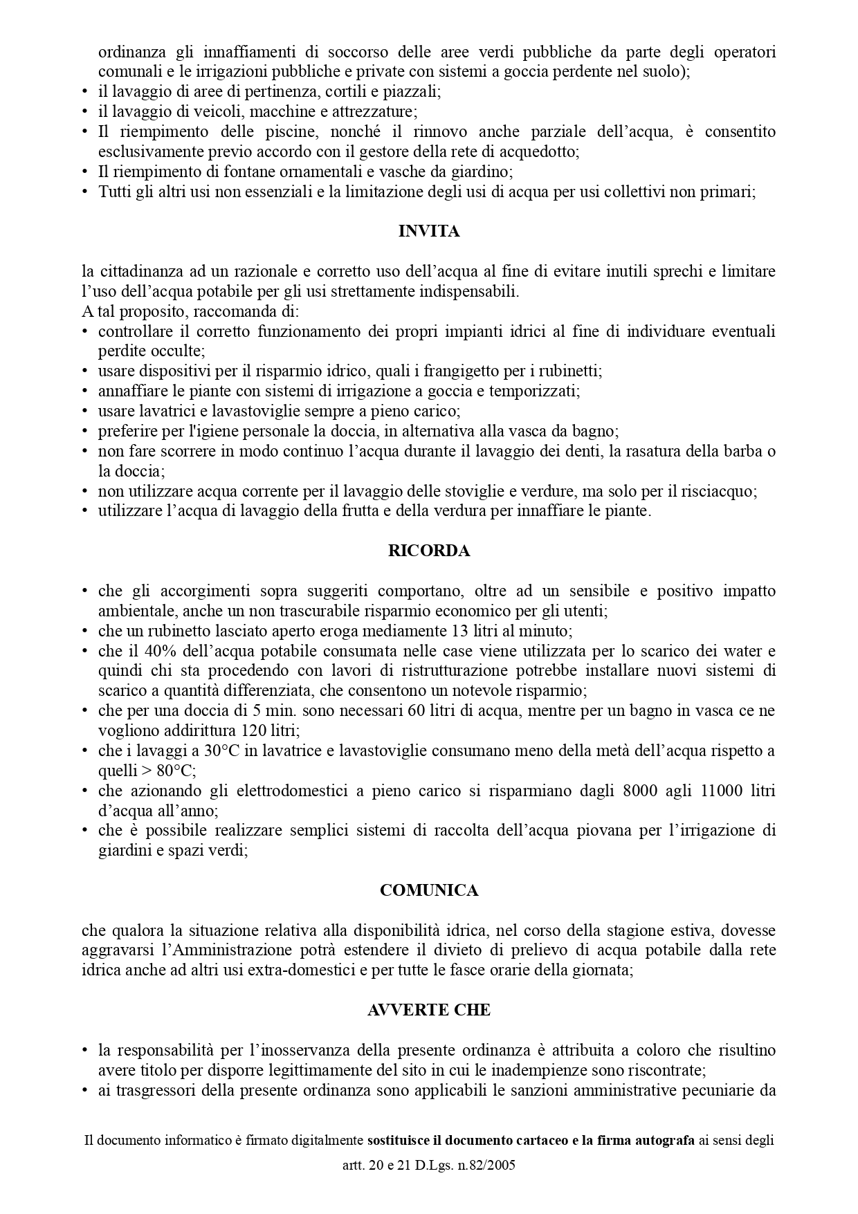 ordinanza siccità acqua reggio calabria