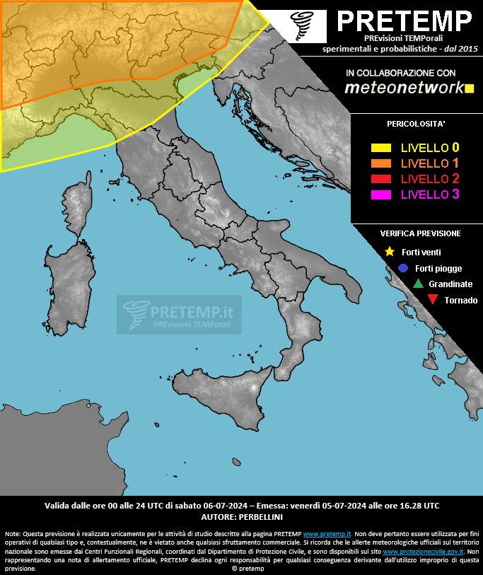 outlook temporali pretemp 6 luglio 2024