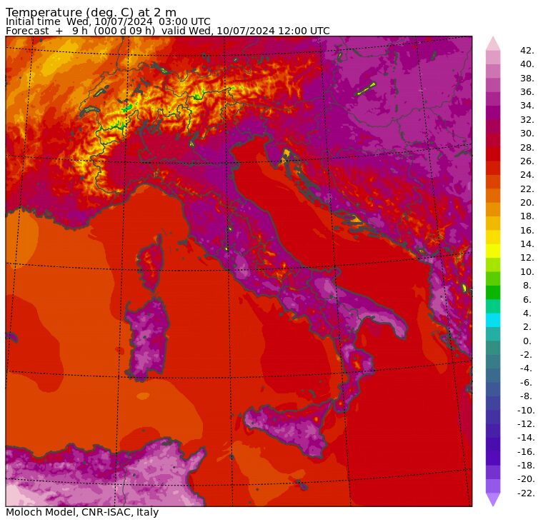 temperature massime 10 luglio