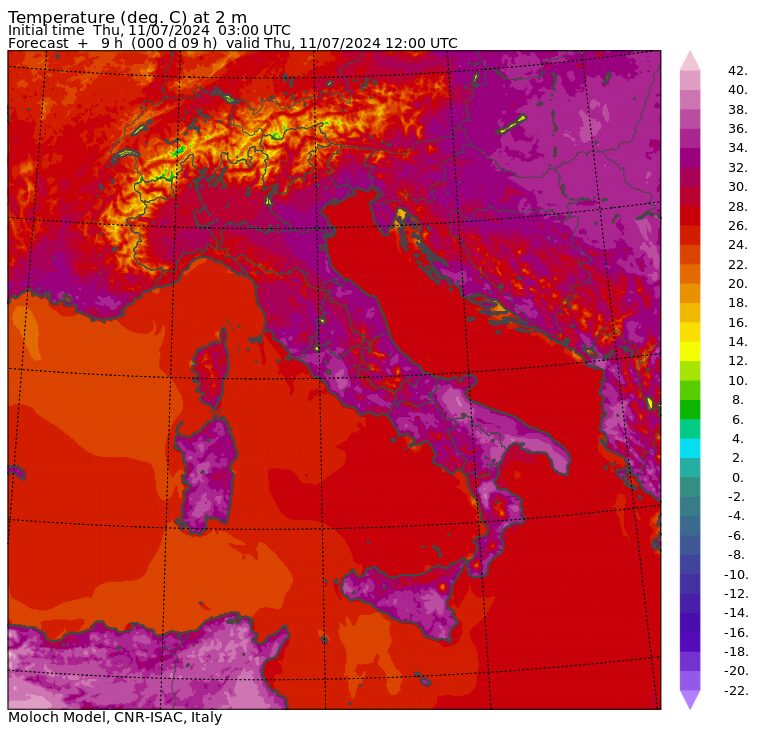 temperature massime 11 luglio