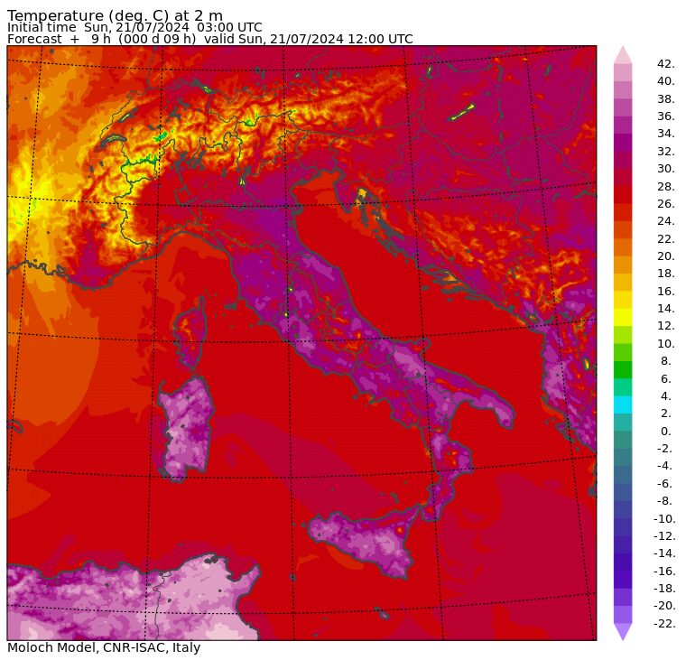 temperature massime 21 luglio