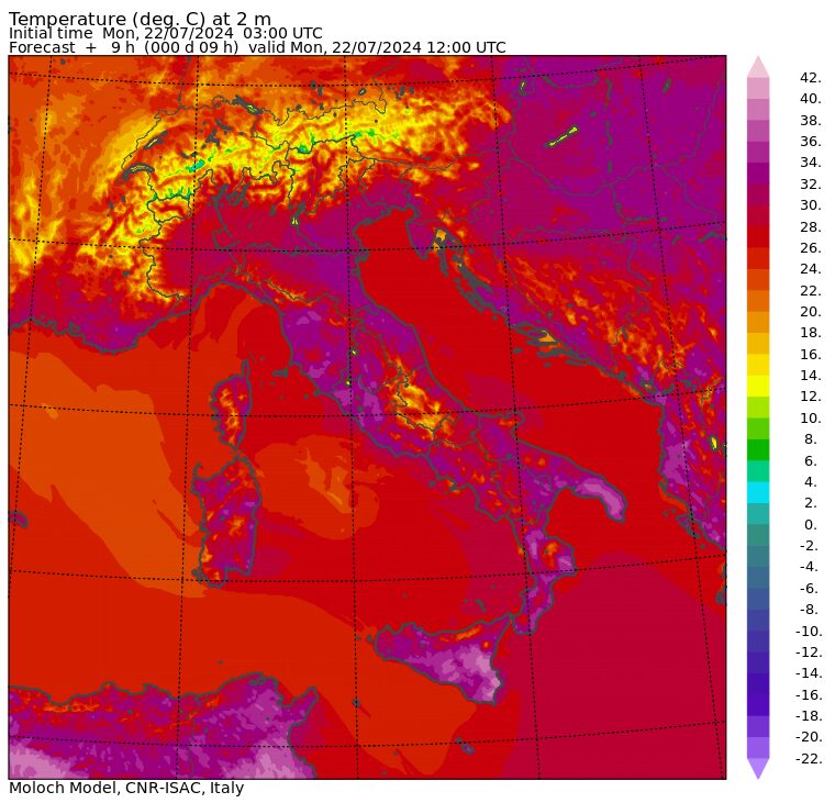 temperature massime 22 luglio