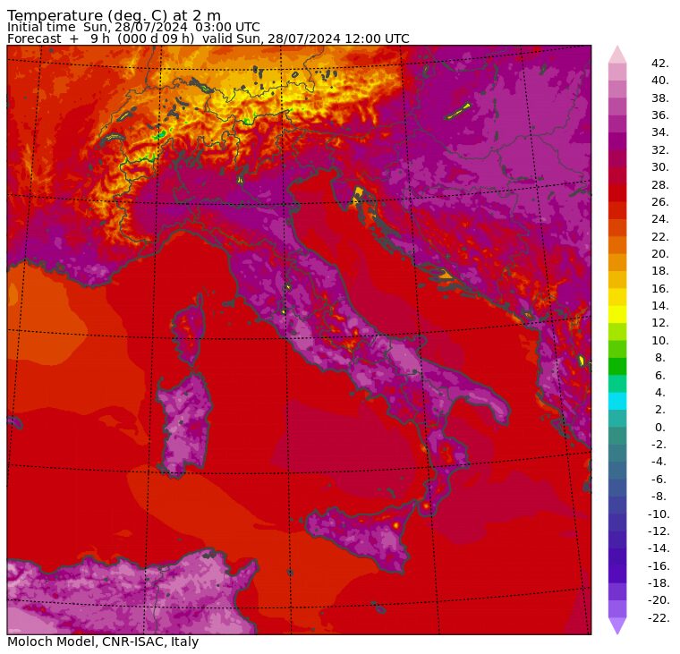temperature massime 28 luglio