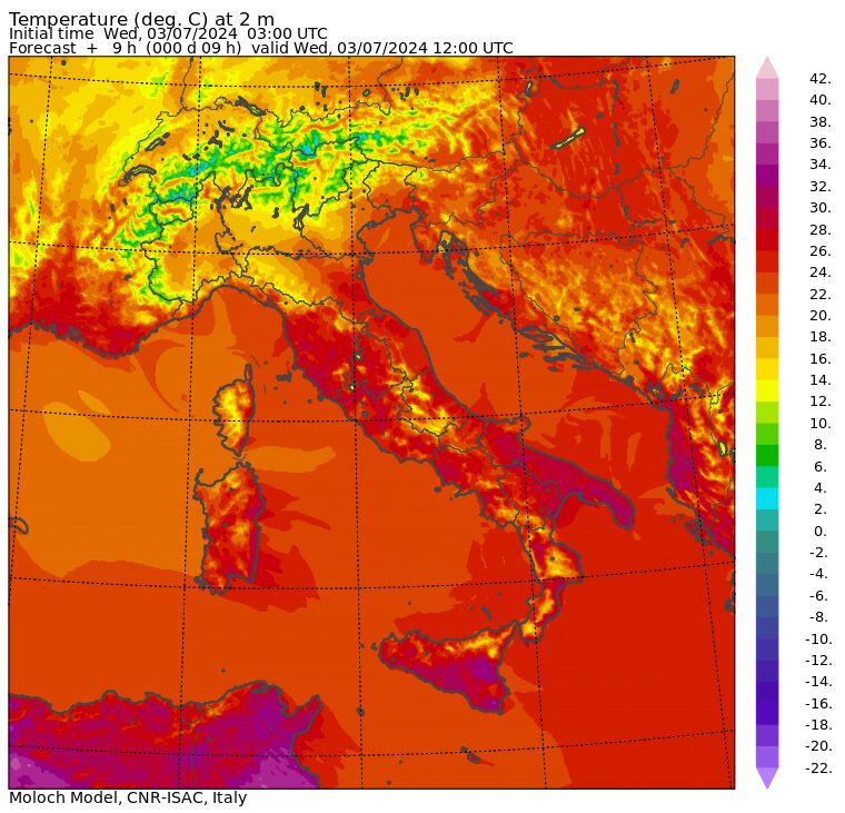 temperature massime 3 luglio