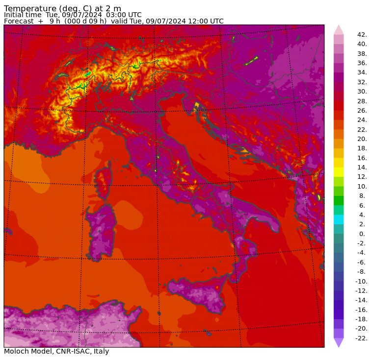 temperature massime 9 luglio