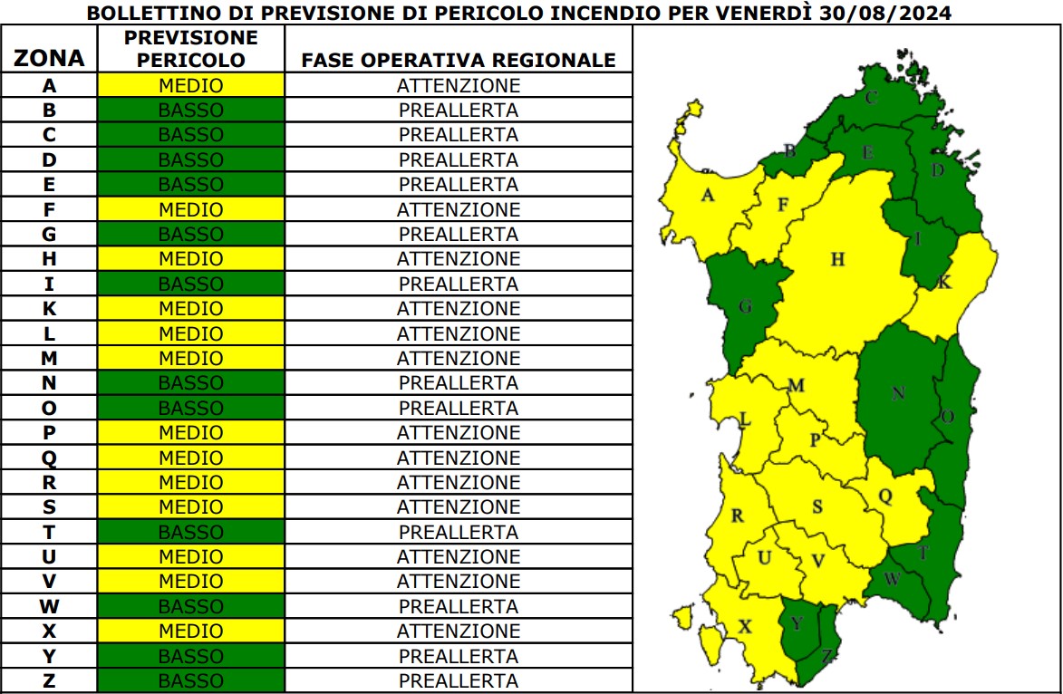 allerta incendi sardegna 30 agosto