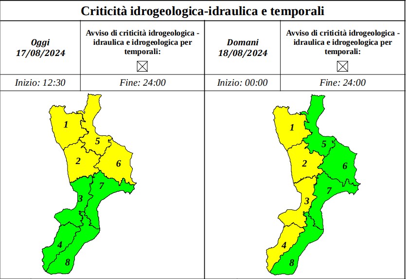 allerta meteo calabria 18 agosto