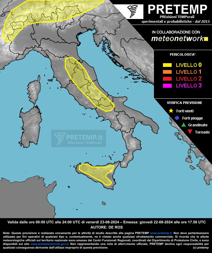 allerta meteo oggi 23 agosto