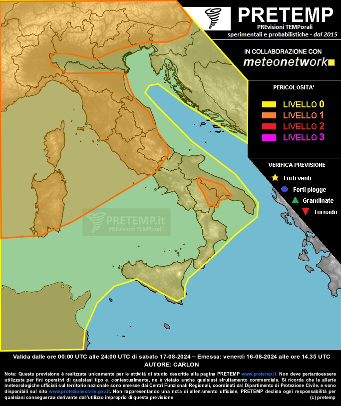 allerta meteo oggi sabato 17 agosto