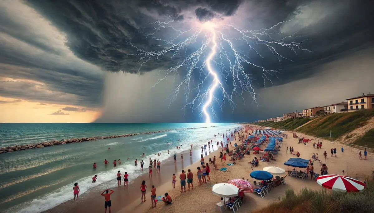 Fulmine si abbatte sulla spiaggia di Alba Adriatica: gravi 2 bagnanti