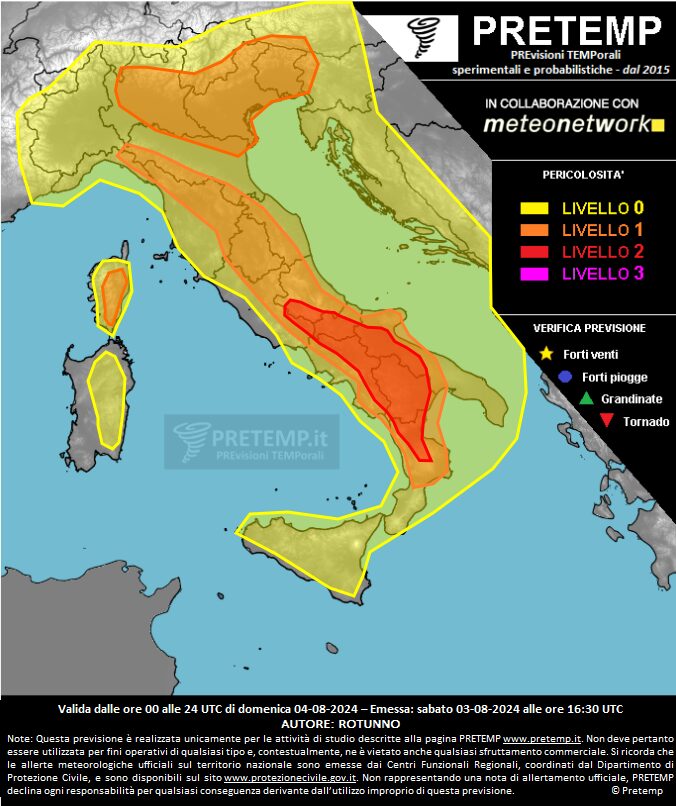 maltempo oggi allerta meteo domenica 4 agosto 2024