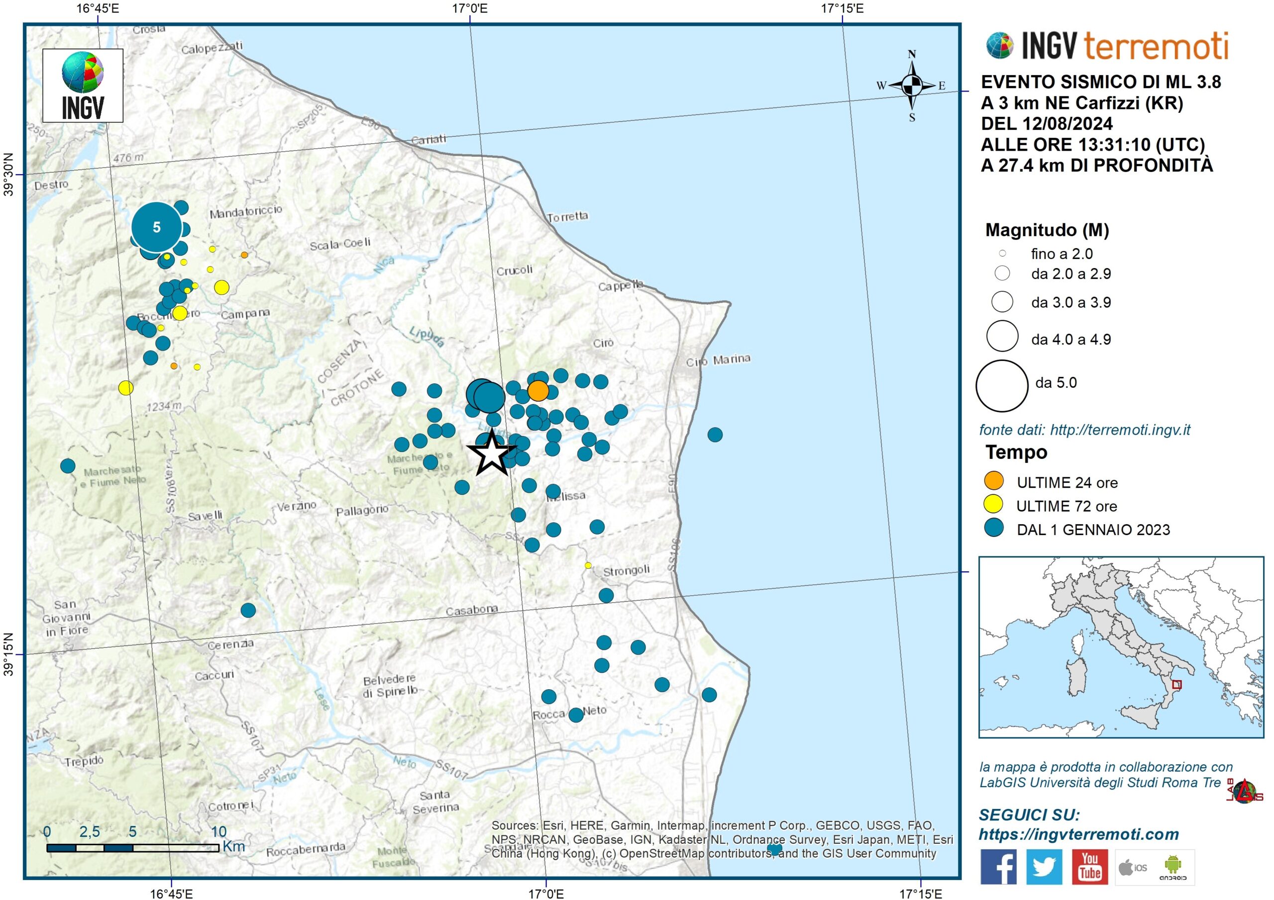 mappa terremoto crotone
