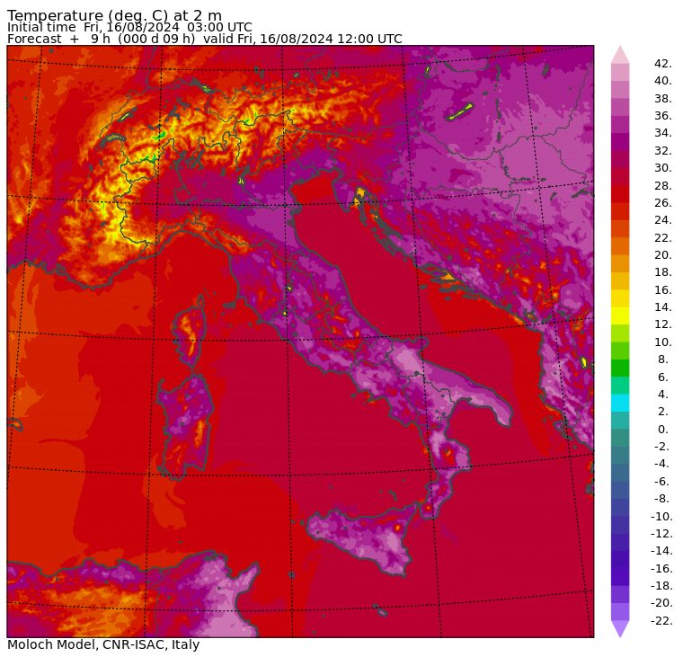 temperature massime 16 agosto