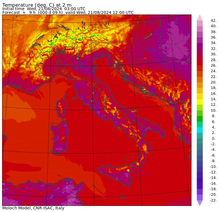 temperature massime 21 agosto