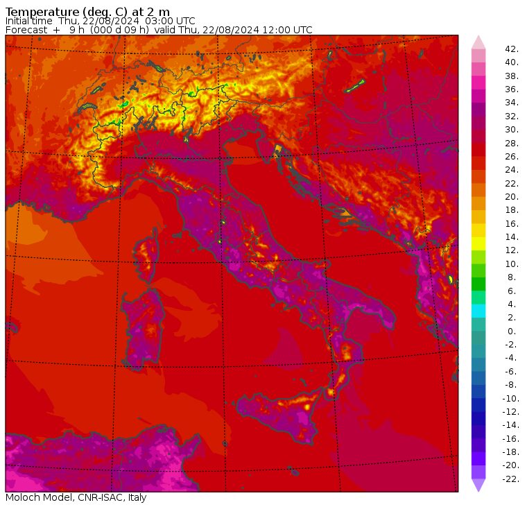 temperature massime 22 agosto