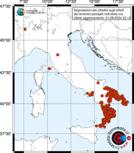terremoto calabria 1 agosto 2024