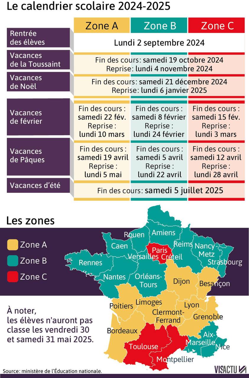 calendario scolastico francia