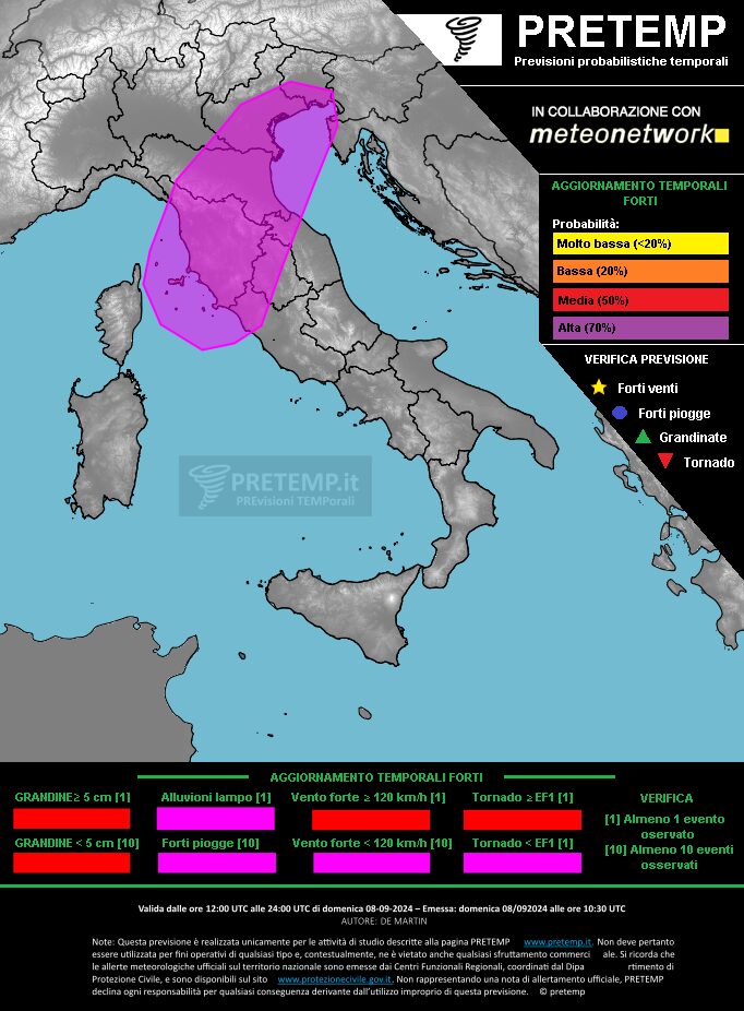 allerta meteo oggi 8 settembre
