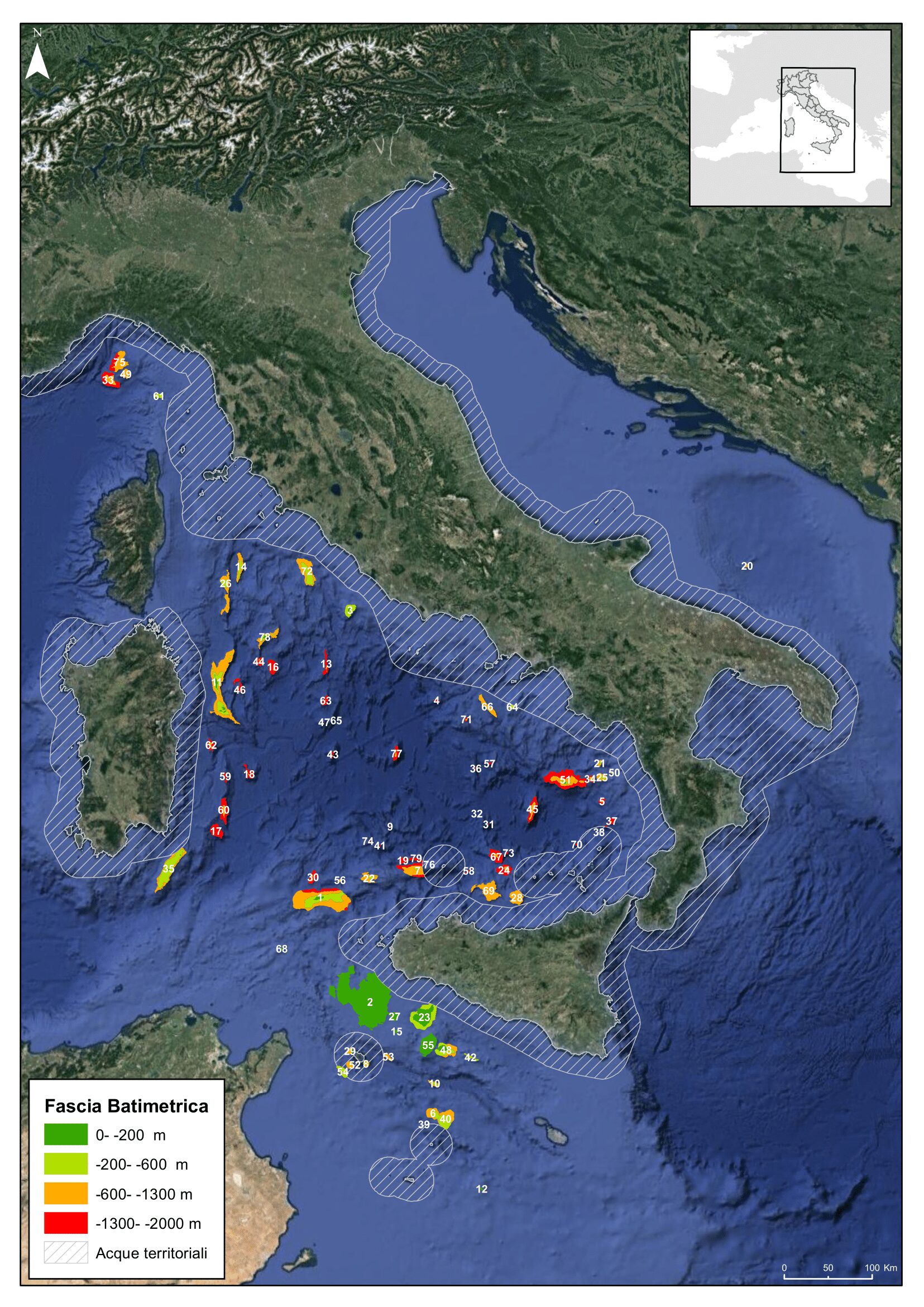 mappa monti sommersi