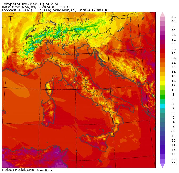 temperature massime 9 settembre