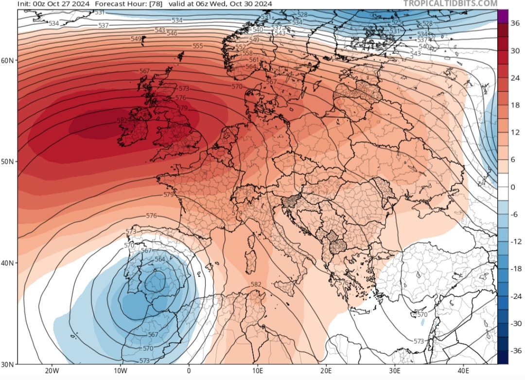 Pressione a 500 hPa prossima settimana