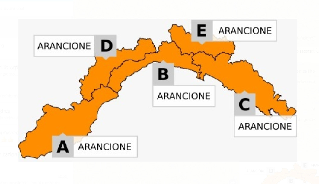 allerta meteo arancione liguria
