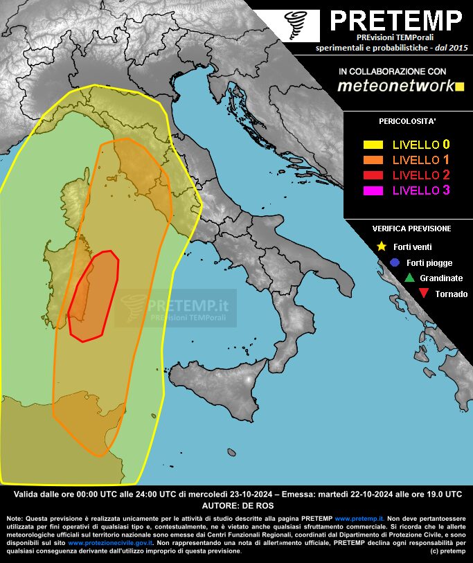 allerta meteo oggi 23 ottobre