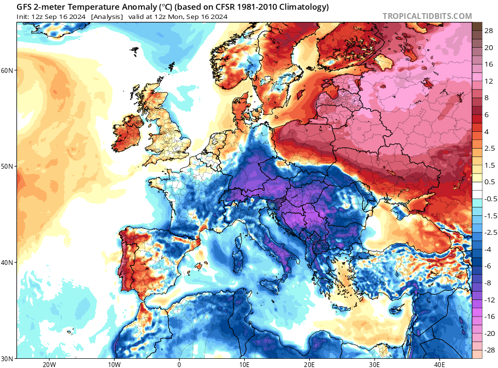 anomalia temperatura europa 16 settembre 2024