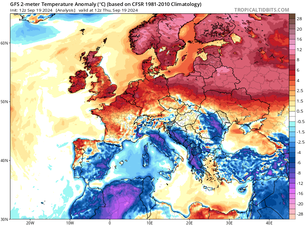 anomalia temperatura europa 19 settembre 2024