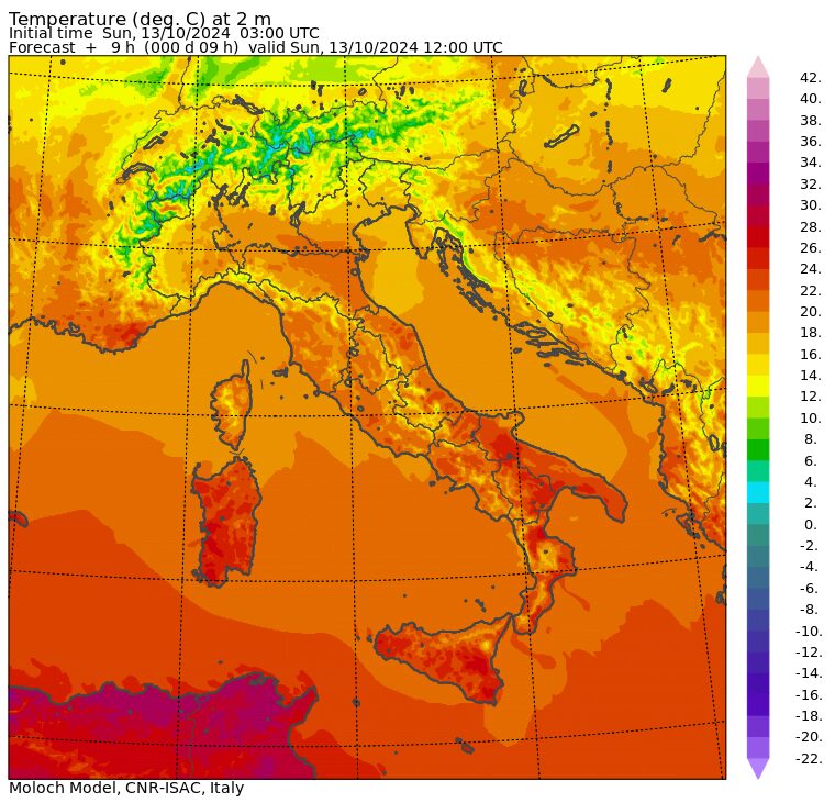 temperature massime 13 ottobre
