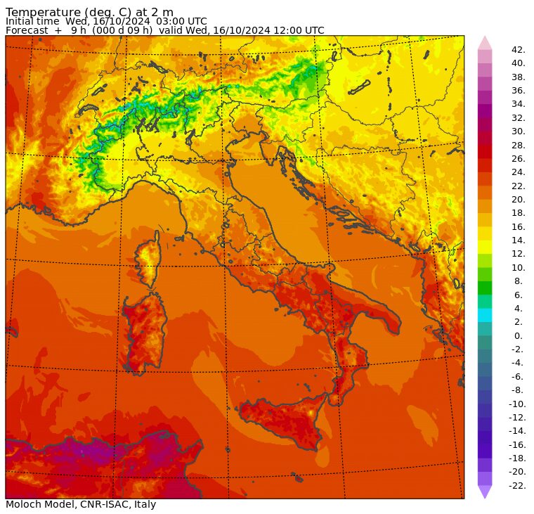 temperature massime 16 ottobre