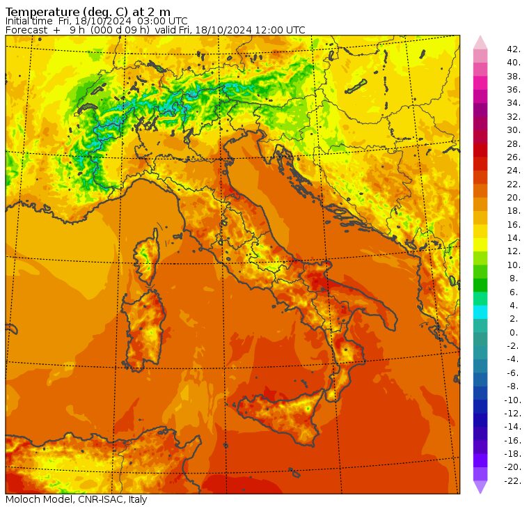 temperature massime 18 ottobre