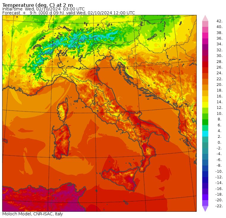 temperature massime 2 ottobre