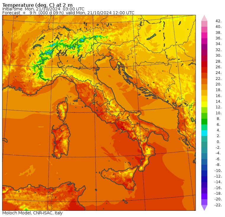 temperature massime 21 ottobre