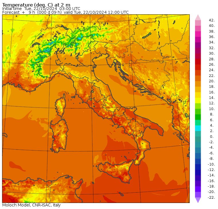 temperature massime 23 ottobre