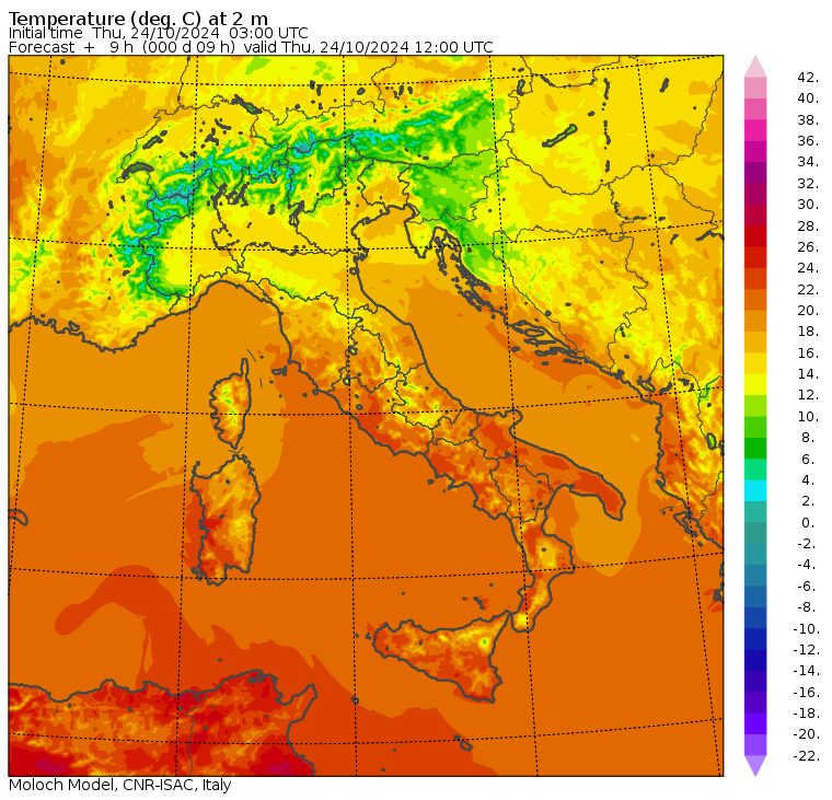 temperature massime 24 ottobre