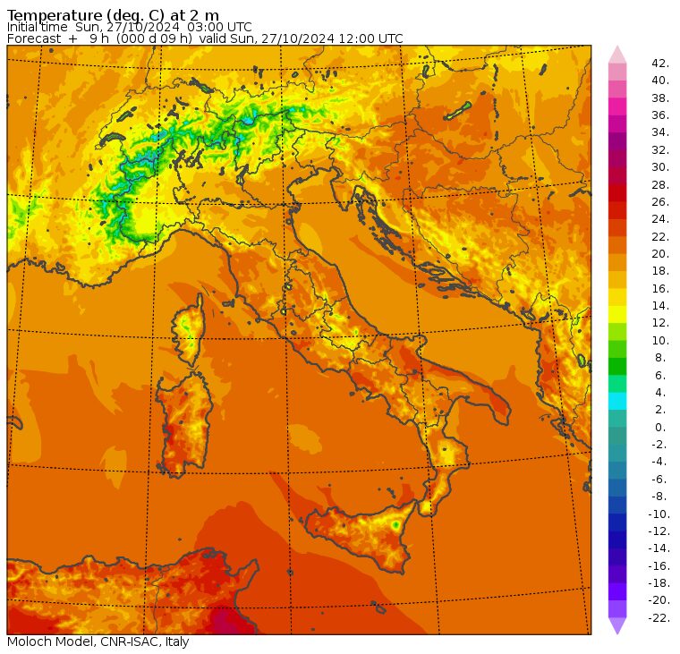 temperature massime 27 ottobre