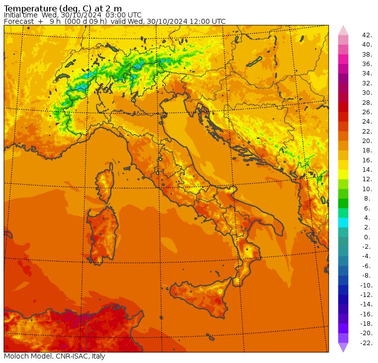 temperature massime 30 ottobre