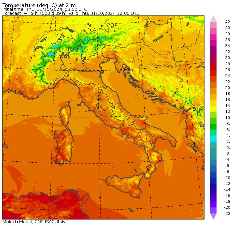 temperature massime 31 ottobre