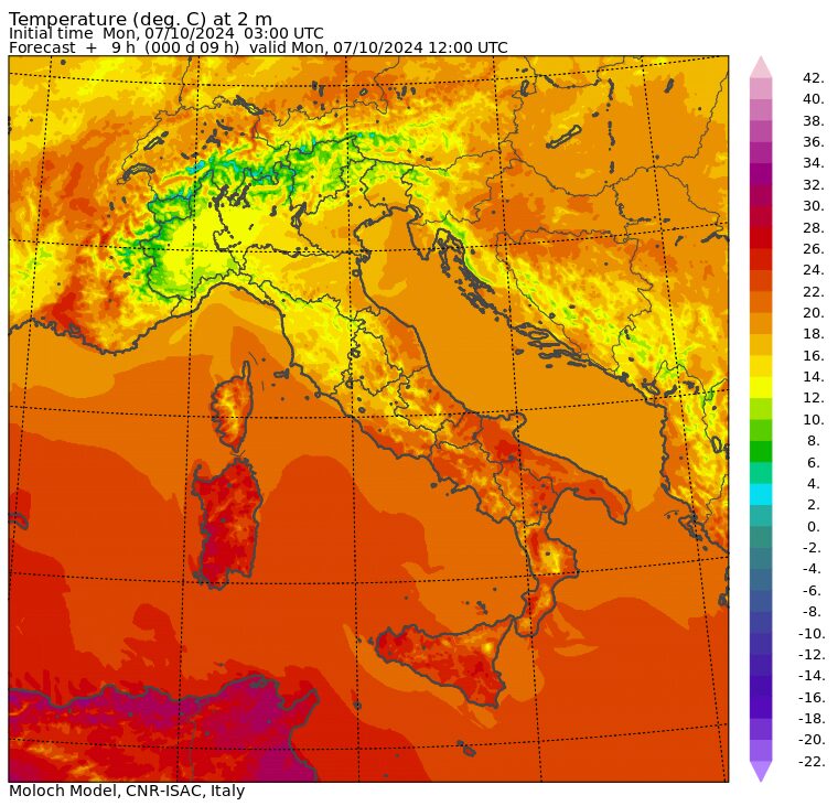 temperature massime 7 ottobre