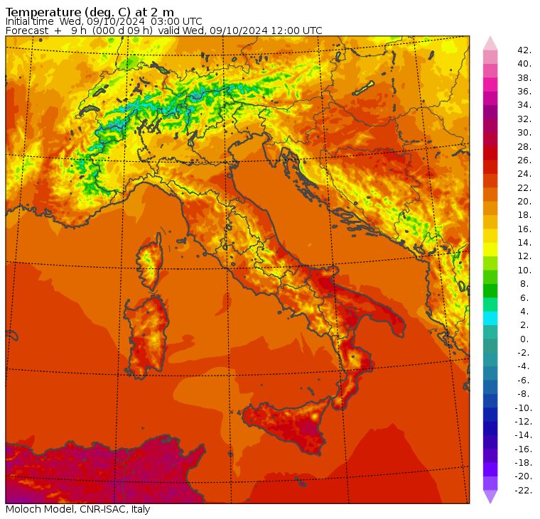 temperature massime 9 ottobre