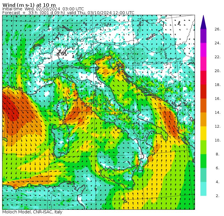 vento giovedì 3 ottobre ore 14
