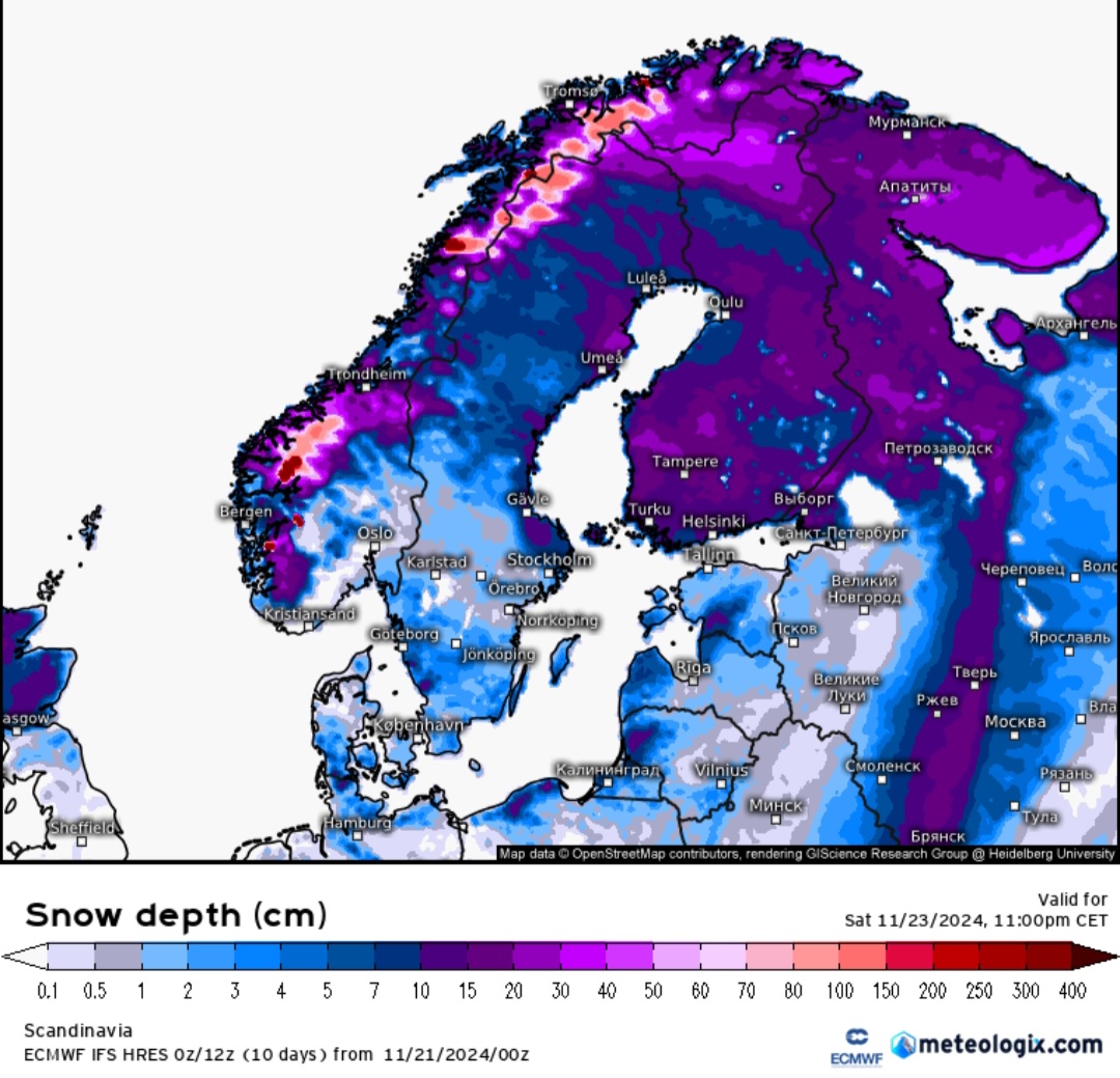 Previsioni neve Scandinavia