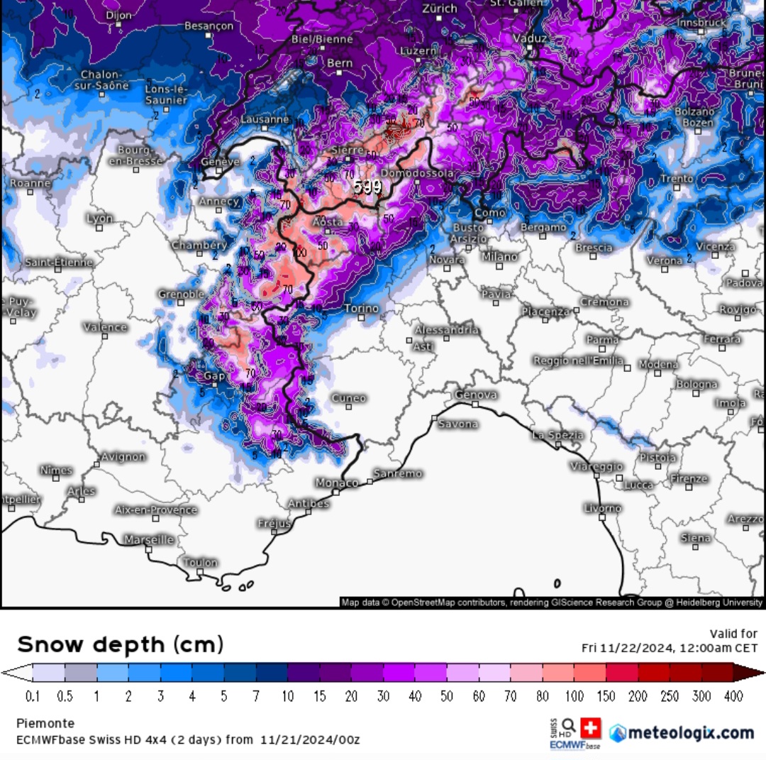 Previsioni neve Piemonte