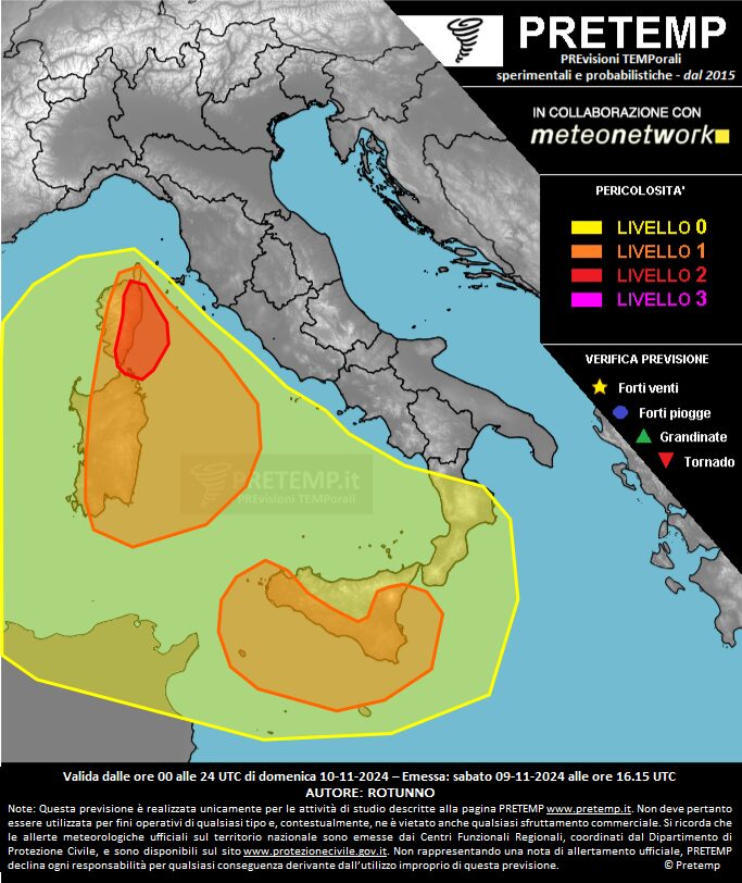 allerta meteo 10 novembre 2024