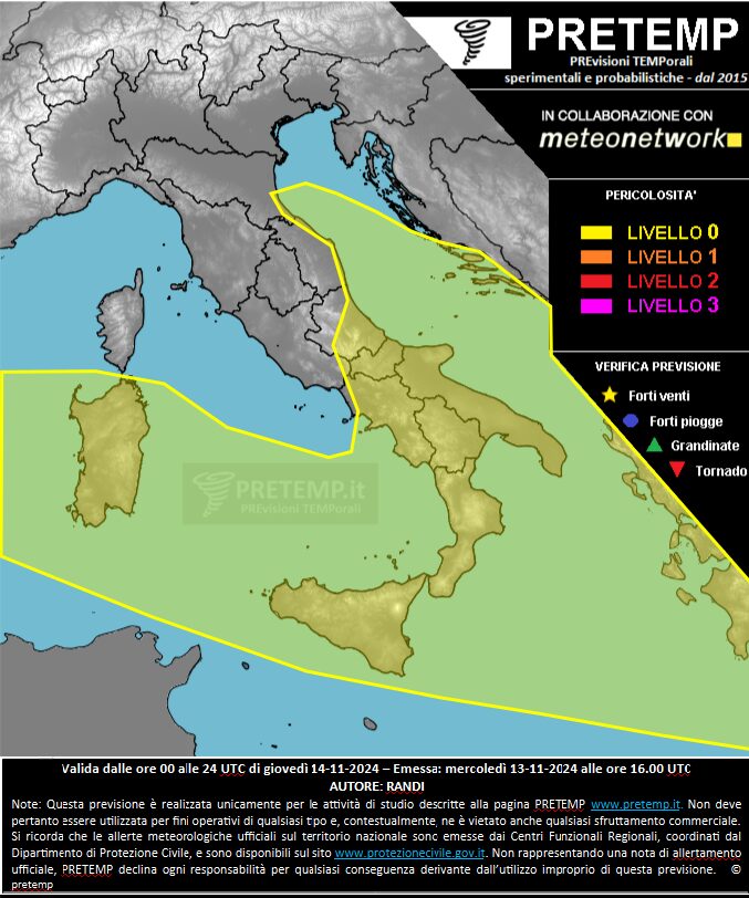 allerta meteo 14 novembre