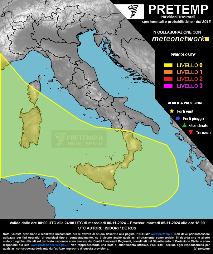 allerta meteo maltempo oggi 6 novembre 2024