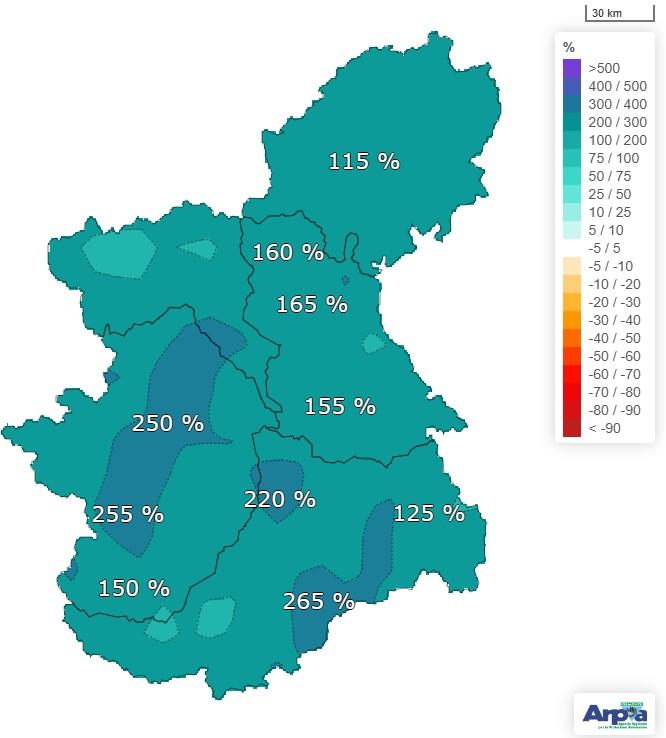 anomalia piogge piemonte ottobre 2024